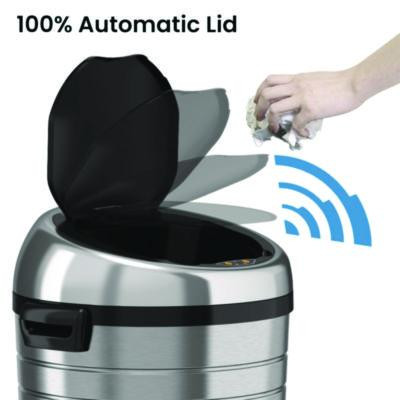 Extra-Large Sensor Trash Can With Wheels, 23 Gal, Plastic/Stainless Steel, Silver/Black