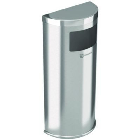 Side-Entry Trash Can With Wall Mount, 9 Gal, Stainless Steel, Silver
