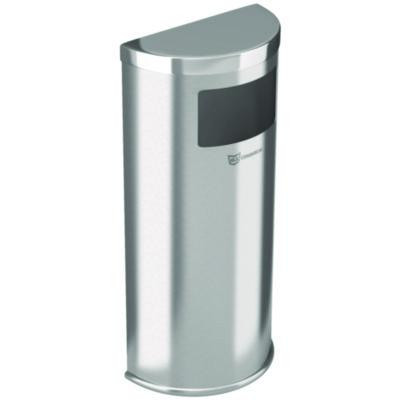 Side-Entry Trash Can With Wall Mount, 9 Gal, Stainless Steel, Silver