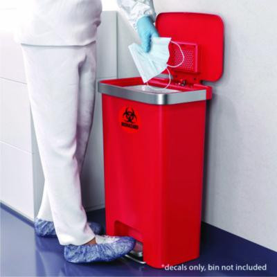 Vinyl Decals, Biohazard, 4" Diameter, Red/Black, 3/Pack