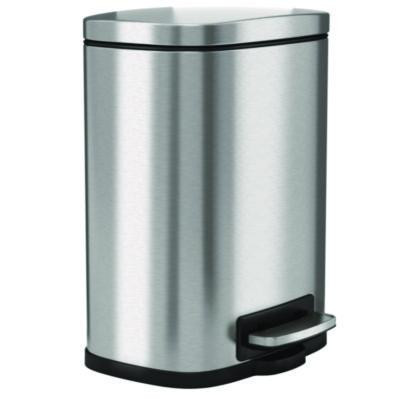 Fire-Resistant Step Pedal Trash Can, 1.3 Gal, Plastic/Stainless Steel, Silver