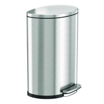 Fire-Resistant Step Pedal Trash Can, 13 Gal, Plastic/Stainless Steel, Silver