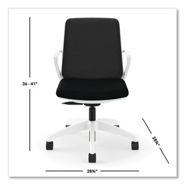Cliq Office Chair, Supports Up To 300 Lb, 17" To 22" Seat Height, Black Seat, Black Back, White Base