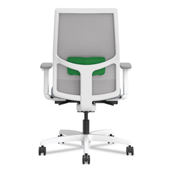 Ignition 2.0 4-Way Stretch Mid-Back Mesh Task Chair, Green Adjustable Lumbar Support, Basalt Seat, Fog Back, White Base