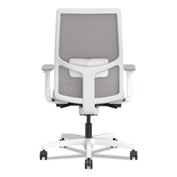 Ignition 2.0 4-Way Stretch Mid-Back Task Chair, White Adjustable Lumbar Support, Biscotti Seat, Fog Back, White Base