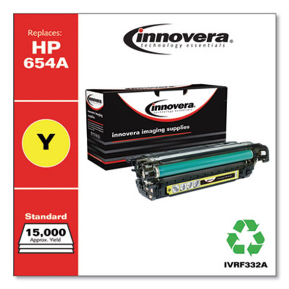 Remanufactured Yellow Toner, Replacement For 654A (Cf332A), 15,000 Page-Yield
