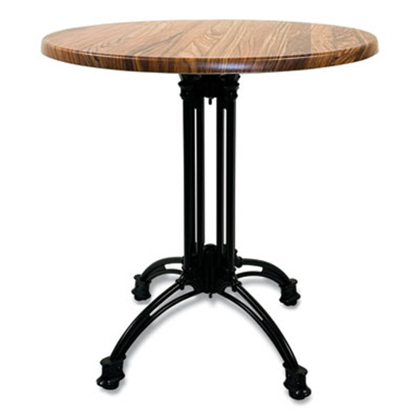 Topalit Tables, Round, 36" Dia x 29"h, Teak Top, Black Aluminum Base/Legs
