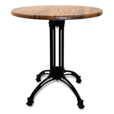 Topalit Tables, Round, 36" Dia x 29"h, Teak Top, Black Aluminum Base/Legs