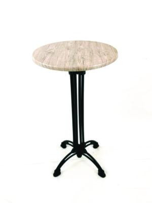 Topalit Tables, Round, 24" Dia x 44"h, Washington Pine Top, Black Iron Base/Legs