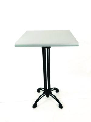 Topalit Tables, Square, 32 x 32 x 44, Brushed Silver Top, Black Iron Base/Legs
