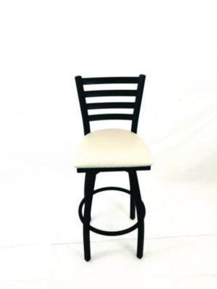 Boggs Series Barstool, Supports Up To 300 Lb, 30.5" Seat Height, Cream Seat, Black Back, Black Base