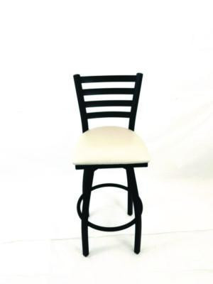Boggs Series Barstool, Supports Up To 300 Lb, 30.5" Seat Height, Cream Seat, Black Back, Black Base
