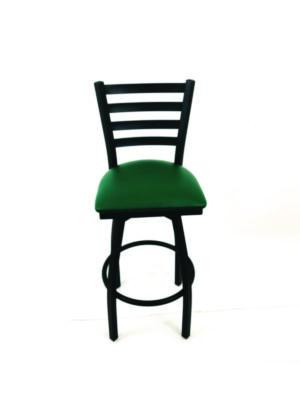 Boggs Series Barstool, Supports Up To 300 Lb, 30.5" Seat Height, Green Seat, Black Back, Black Base