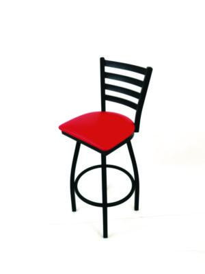 Boggs Series Barstool, Supports Up To 300 Lb, 30.5" Seat Height, Red Seat, Black Back, Black Base