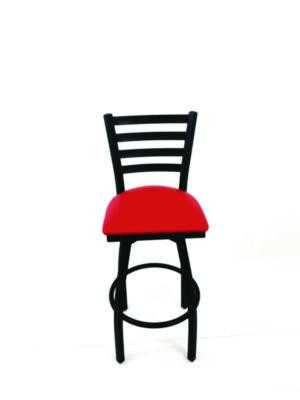 Boggs Series Barstool, Supports Up To 300 Lb, 30.5" Seat Height, Red Seat, Black Back, Black Base