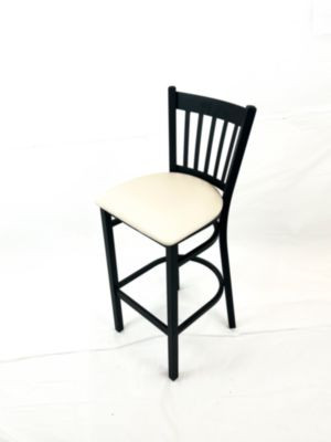 Cobra Series Barstool, Supports Up To 300 Lbs, 28.5" Seat Height, Cream Seat, Black Back, Black Base