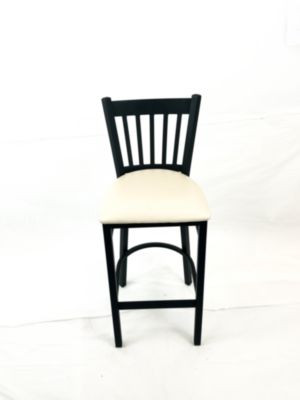 Cobra Series Barstool, Supports Up To 300 Lbs, 28.5" Seat Height, Cream Seat, Black Back, Black Base