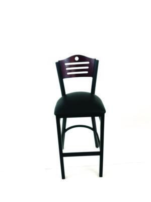 Eagle Series Barstool, Supports Up To 300 Lb, 28.5" Seat Height, Black Seat, Dark Mahogany Back, Black Base
