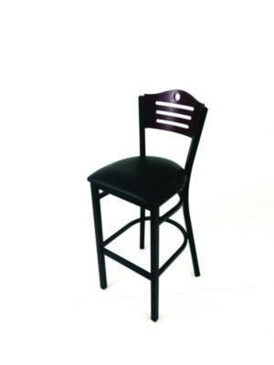 Eagle Series Barstool, Supports Up To 300 Lb, 28.5" Seat Height, Black Seat, Dark Mahogany Back, Black Base