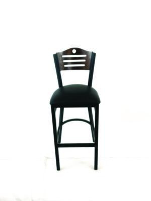 Eagle Series Barstool, Supports Up To 300 Lb, 28.5" Seat Height, Black Seat, Dark Walnut Back, Black Base