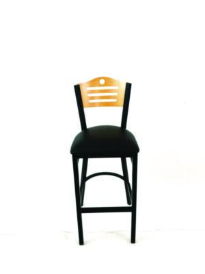 Eagle Series Barstool, Supports Up To 300 Lb, 28.5" Seat Height, Black Seat, Natural Back, Black Base