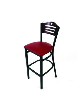 Eagle Series Barstool, Supports Up To 300 Lb, 28.5" Seat Height, Burgundy Seat, Dark Mahogany Back, Black Base