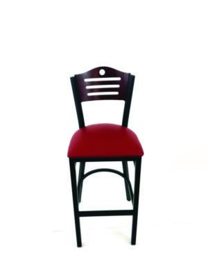 Eagle Series Barstool, Supports Up To 300 Lb, 28.5" Seat Height, Burgundy Seat, Dark Mahogany Back, Black Base