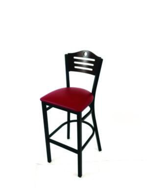 Eagle Series Barstool, Supports Up To 300 Lb, 28.5" Seat Height, Burgundy Seat, Dark Walnut Back, Black Base