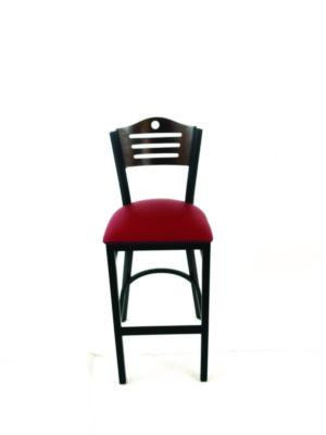 Eagle Series Barstool, Supports Up To 300 Lb, 28.5" Seat Height, Burgundy Seat, Dark Walnut Back, Black Base