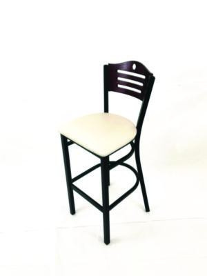 Eagle Series Barstool, Supports Up To 300 Lb, 28.5" Seat Height, Cream Seat, Dark Mahogany Back, Black Base