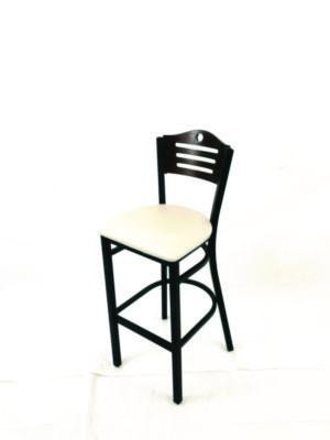 Eagle Series Barstool, Supports Up To 300 Lb, 28.5" Seat Height, Cream Seat, Dark Walnut Back, Black Base