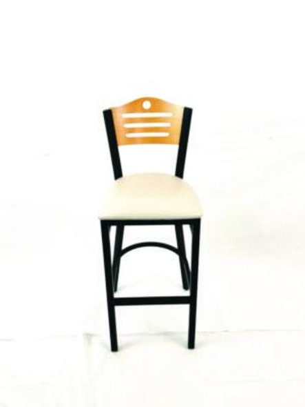 Eagle Series Barstool, Supports Up To 300 Lb, 28.5" Seat Height, Cream Seat, Natural Back, Black Base