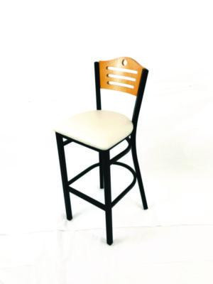 Eagle Series Barstool, Supports Up To 300 Lb, 28.5" Seat Height, Cream Seat, Natural Back, Black Base
