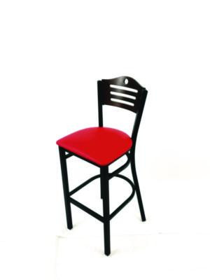 Eagle Series Barstool, Supports Up To 300 Lb, 28.5" Seat Height, Red Seat, Dark Walnut Back, Black Base