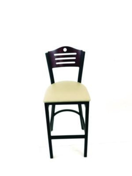 Eagle Series Barstool, Supports Up To 300 Lb, 28.5" Seat Height, Taupe Seat, Dark Mahogany Back, Black Base