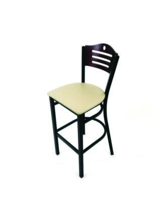 Eagle Series Barstool, Supports Up To 300 Lb, 28.5" Seat Height, Taupe Seat, Dark Mahogany Back, Black Base