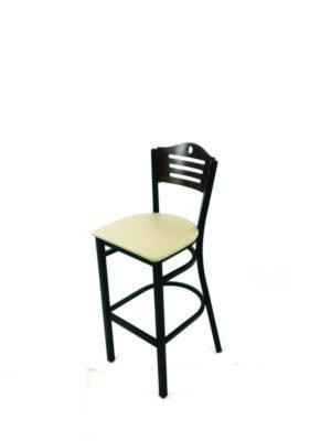 Eagle Series Barstool, Supports Up To 300 Lb, 28.5" Seat Height, Taupe Seat, Dark Walnut Back, Black Base