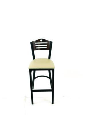 Eagle Series Barstool, Supports Up To 300 Lb, 28.5" Seat Height, Taupe Seat, Dark Walnut Back, Black Base