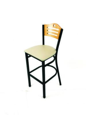 Eagle Series Barstool, Supports Up To 300 Lb, 28.5" Seat Height, Taupe Seat, Natural Back, Black Base