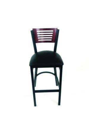 Jones River Series Barstool, Supports Up To 300 Lb, 28.5" Seat Height, Black Seat, Dark Mahogany Back, Black Base
