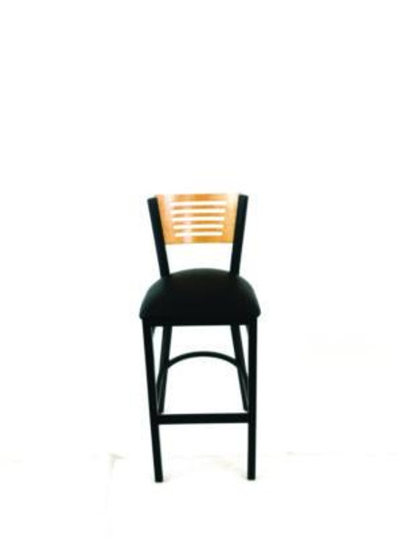 Jones River Series Barstool, Supports Up To 300 Lb, 28.5" Seat Height, Black Seat, Natural Back, Black Base