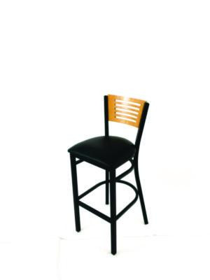 Jones River Series Barstool, Supports Up To 300 Lb, 28.5" Seat Height, Black Seat, Natural Back, Black Base