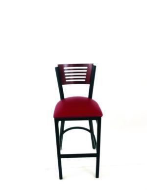 Jones River Series Barstool, Supports Up To 300 Lb, 28.5" Seat Height, Burgundy Seat, Dark Mahogany Back, Black Base