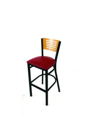 Jones River Series Barstool, Supports Up To 300 Lb, 28.5" Seat Height, Burgundy Seat, Natural Back, Black Base