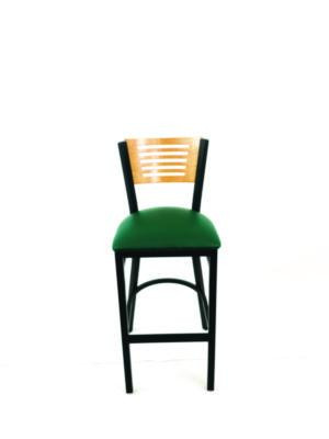 Jones River Series Barstool, Supports Up To 300 Lb, 28.5" Seat Height, Green Seat, Natural Back, Black Base