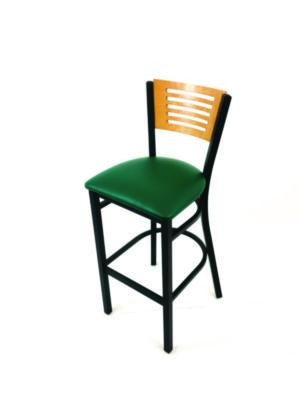Jones River Series Barstool, Supports Up To 300 Lb, 28.5" Seat Height, Green Seat, Natural Back, Black Base