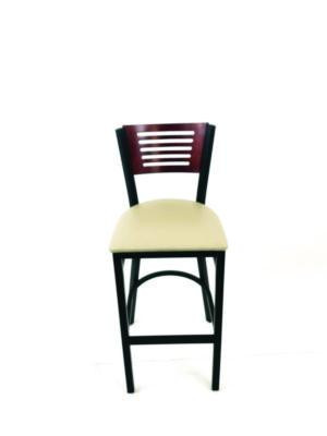 Jones River Series Barstool, Supports Up To 300 Lb, 28.5" Seat Height, Taupe Seat, Dark Mahogany Back, Black Base