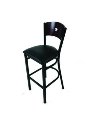 Liberty Series Barstool, Supports Up To 300 Lb, 28.5" Seat Height, Black Seat, Dark Mahogany Back, Black Base