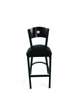 Liberty Series Barstool, Supports Up To 300 Lb, 28.5" Seat Height, Black Seat, Dark Mahogany Back, Black Base