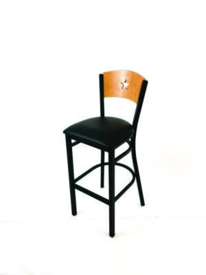 Liberty Series Barstool, Supports Up To 300 Lb, 28.5" Seat Height, Black Seat, Natural Back, Black Base